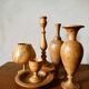 Composition of vases and cups in turned wood