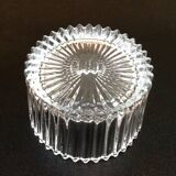 1960s pot with lid (fleur de sel..) ribbed transparent glass