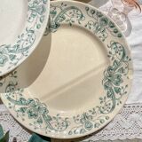 Set of 8 Antique Flat Plates "Figuig" Iron Earth – Longchamp 19th Century