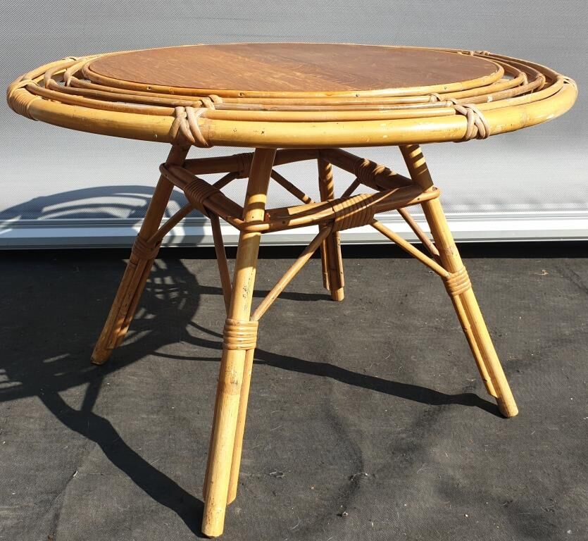 Bamboo and rattan side table