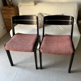 Set of 2 wooden and fabric chairs
