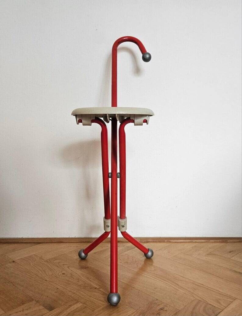 Midcentury Ulisse Folding Stool designed by Ivan Loss, Sandrigarden, Italy, 1981