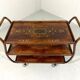 Anglo-Indian teak serving trolley with brass inlays from the 1930s-1940s.