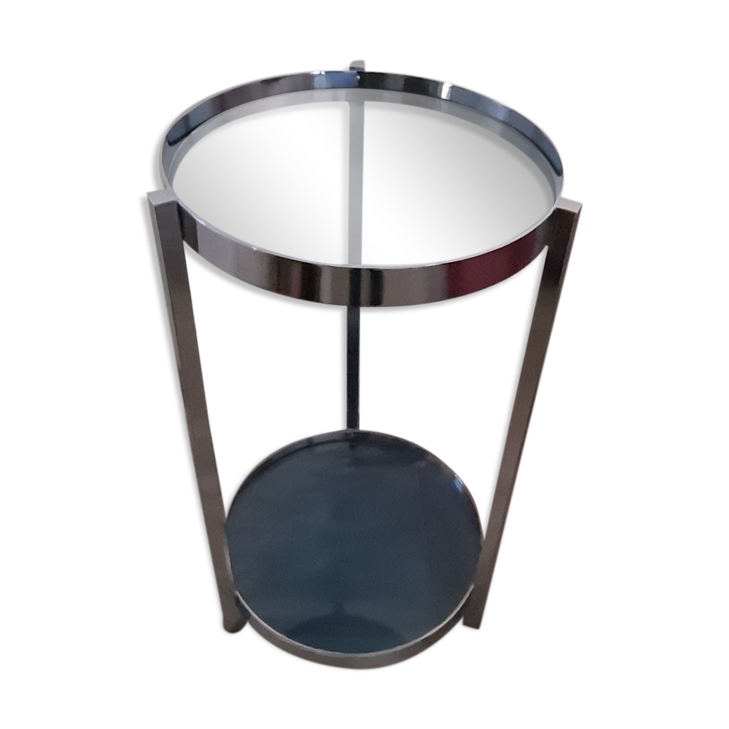 Italian Retro 70’s Chrome and Blue Glass Table