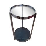 Table italienne rétro 70's chrome et verre bleu