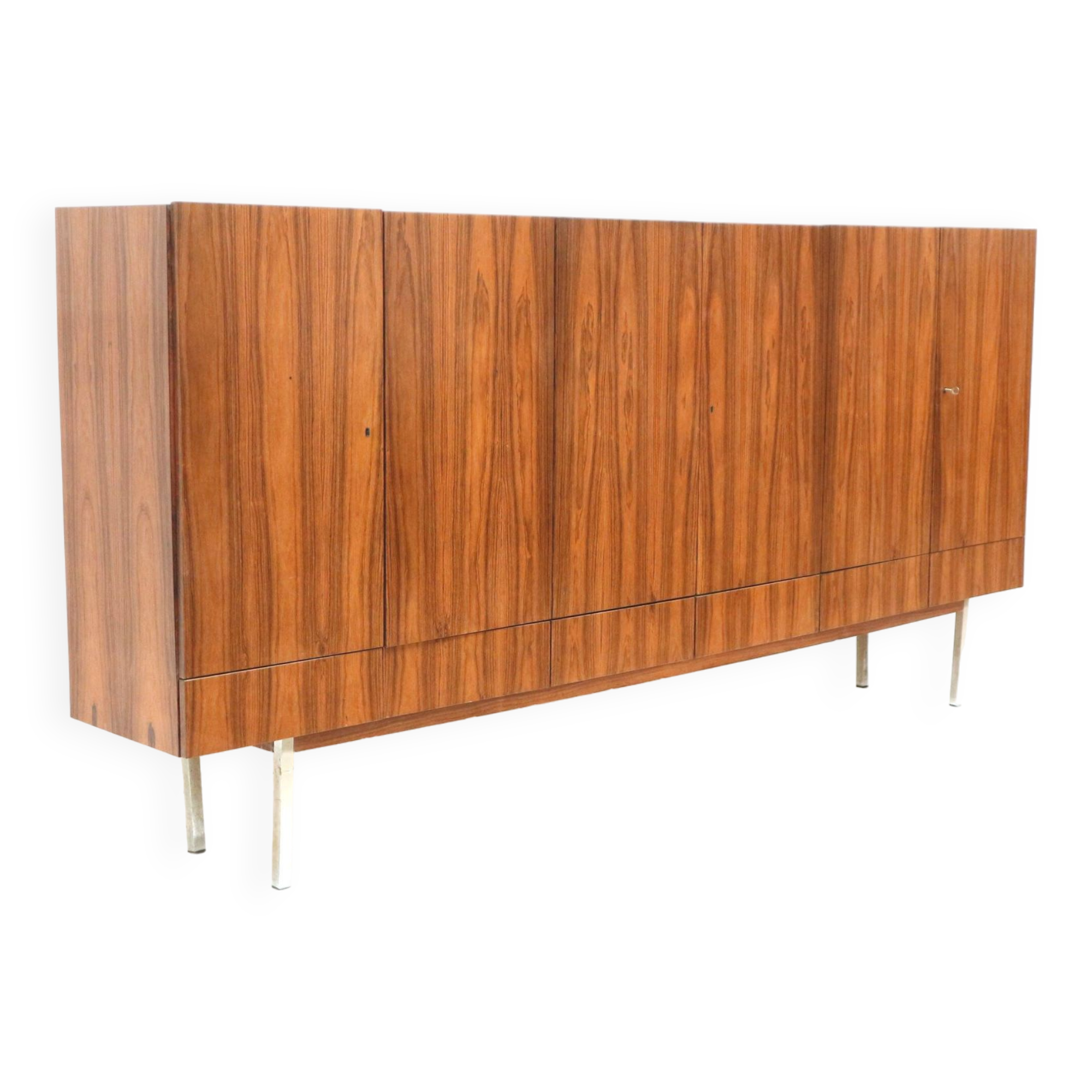 Large vintage rosewood sideboard with 6 doors from the 1960s