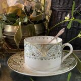 Large cup and saucer in Creil and Montereau ironstone.