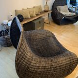 Fauteuil en rotin noir
