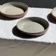 Set of 6 handmade ceramic deep plates in glazed beige D19.5 H4