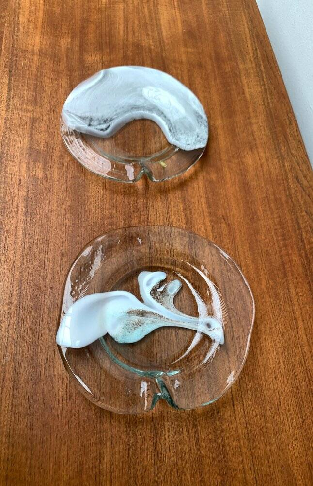 German Vintage Art Collection Richartz Plate and Bowl in Glass by Hans Jürgen Richartz for Mathildenhütte, Solingen, Set of 2