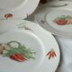 6 FLAT PORCELAIN PLATES THICK DECOR VEGETABLES 4 SEASONS