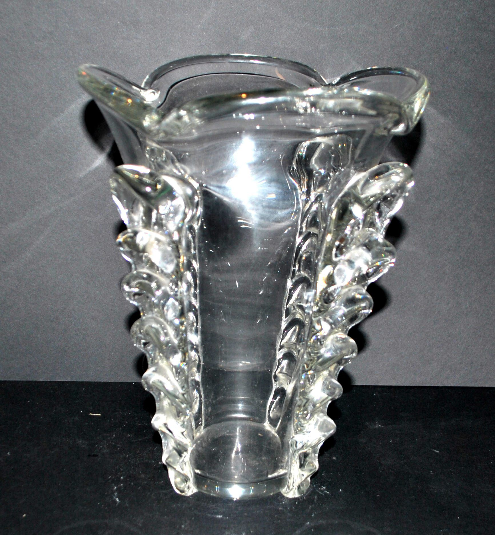 Vintage Vallerysthal blown crystal vase H26.5cm