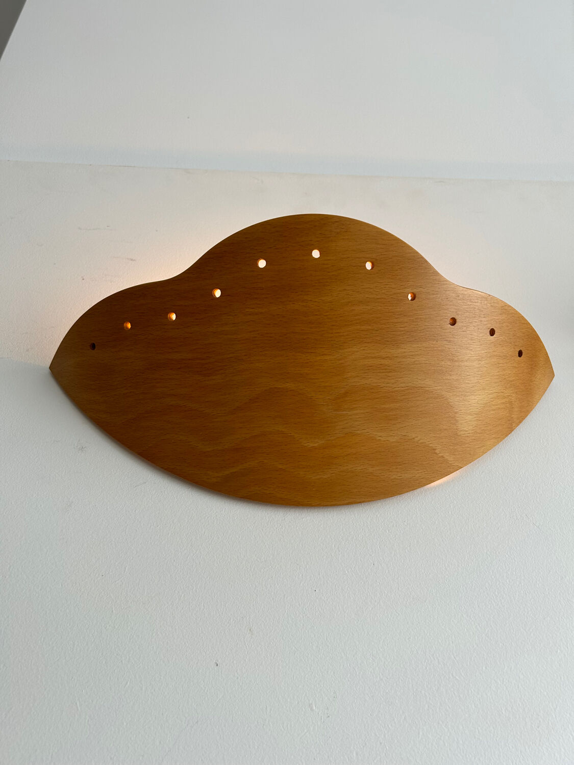 Pair of vintage wall lamps in wood France 1980