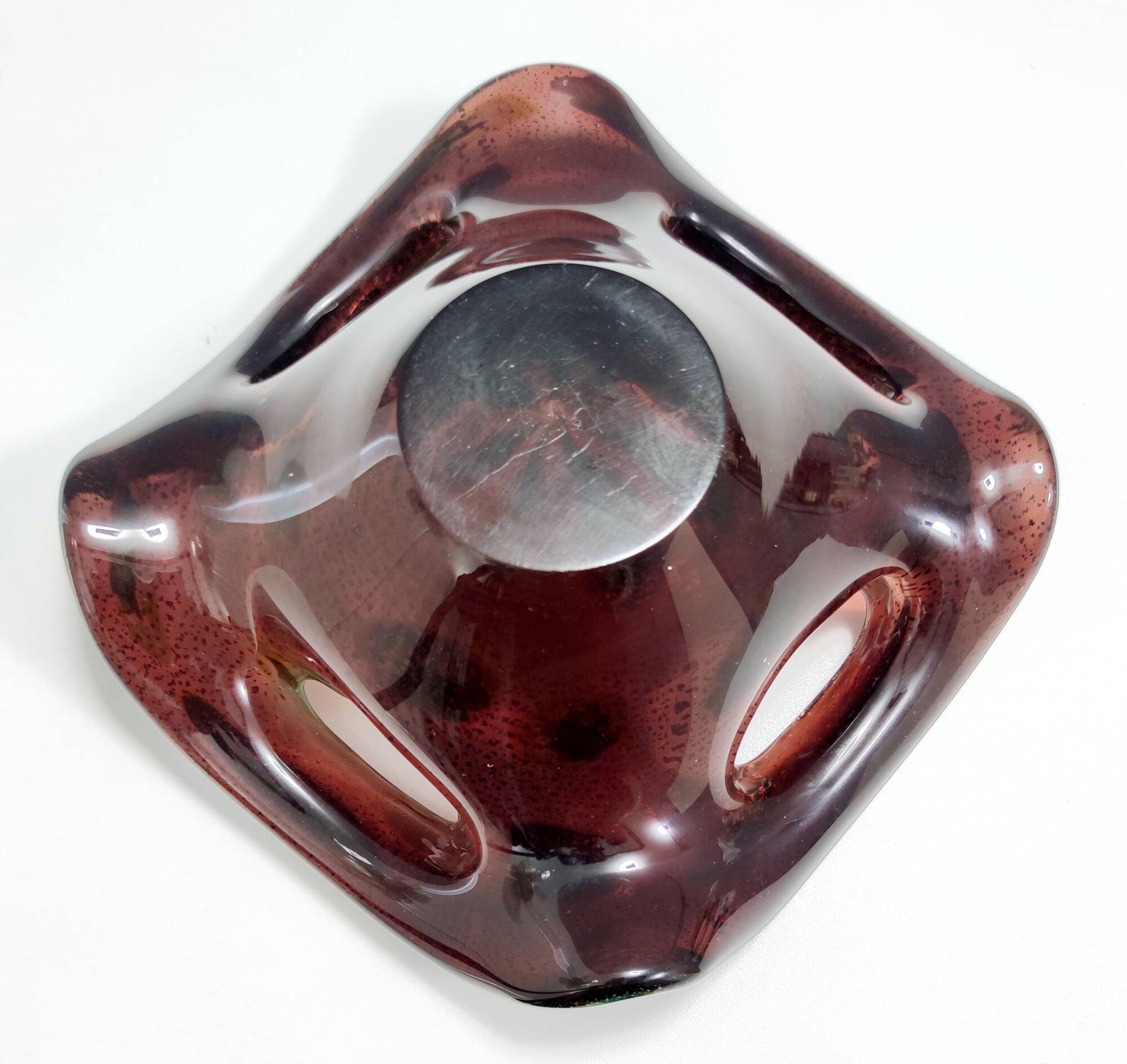 Brown Murano Glass Ashtray / Catchall by Fratelli Toso with Murrines