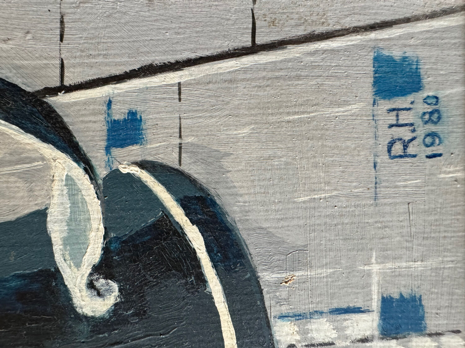 Blue yellow still life painting