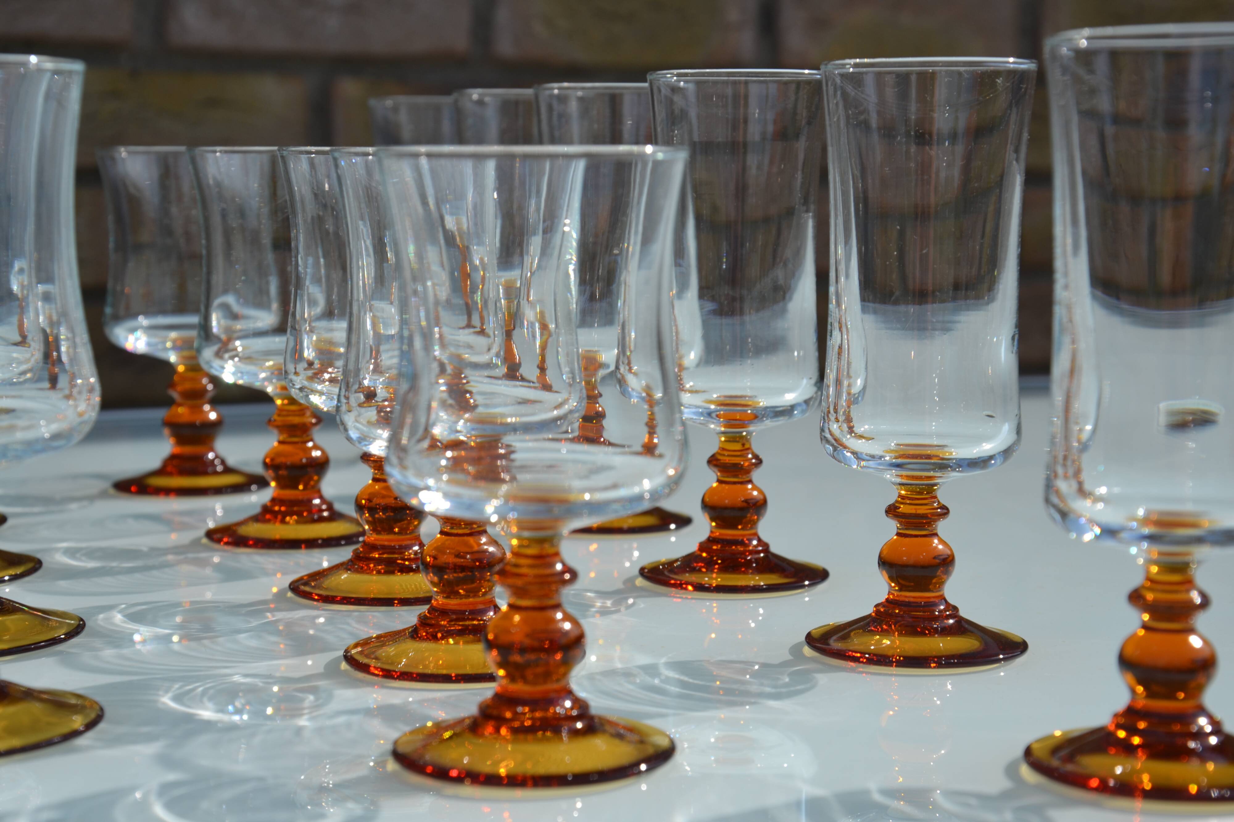 Ochre stemmed glasses from the 70s