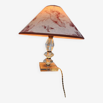 “Vintage” glass bedside lamp and its lampshade