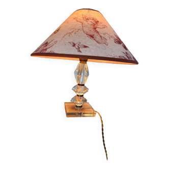 Lampe de chevet en verre "vintage "et son abat-jour