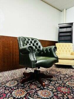Chaise de directeur anglaise classique, chaise de bureau verte