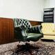 Chaise de directeur anglaise classique, chaise de bureau verte