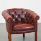 Red cow leather English chesterfield club chair