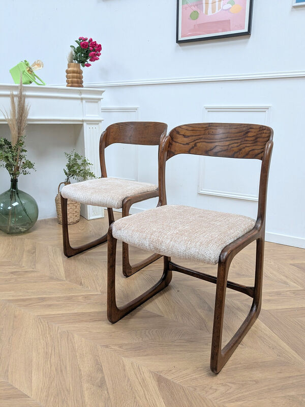 2 chaises traîneau Baumann vintage