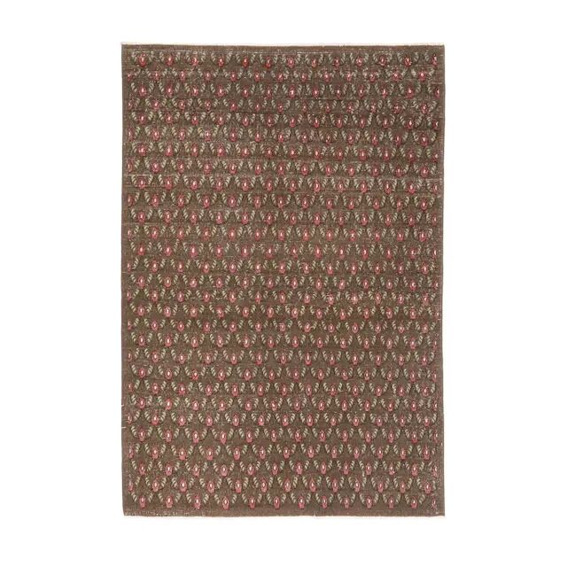 1970s Vintage Turkish Hand-Knotted Wool Cotton Brown Rug 130x194