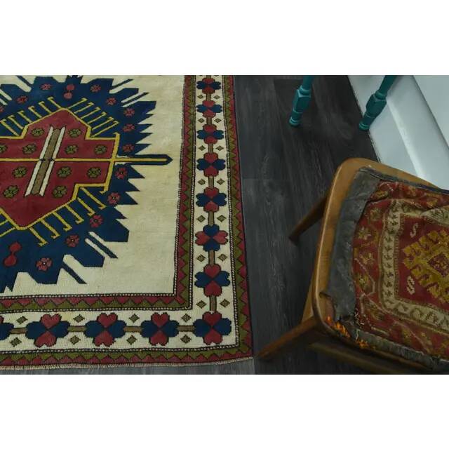 1970s Vintage Turkish Oushak Handmade Wool Cotton Beige Area Rug 160x265