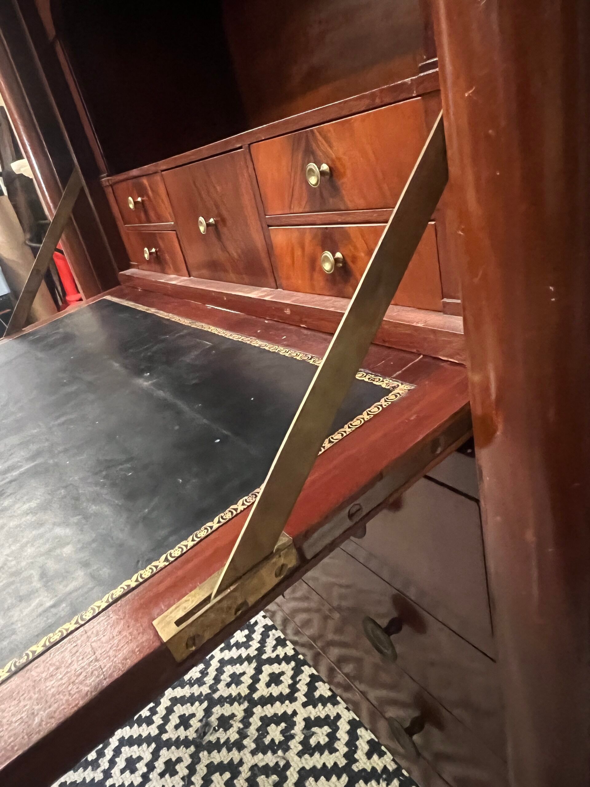 Empire period mahogany secretary, stamped Joseph Kochly, 19th century