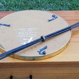 Side table from the 60s Whisky table top in black glass and gilded metal tripod base in