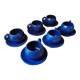 Set of 6 dark blue cups and saucers Charles Voltz Vallauris