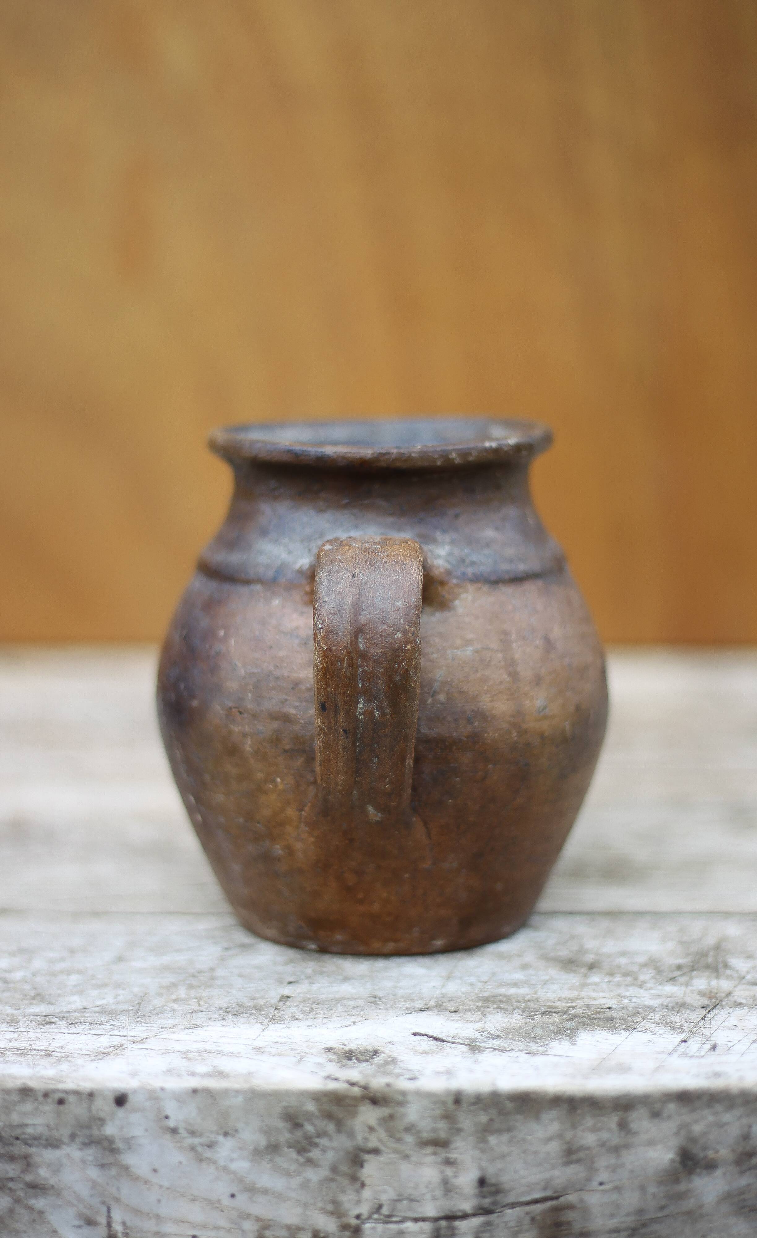 vintage handle pot, spoon pot, vintage pottery, kitchen, flower pot, interior decor