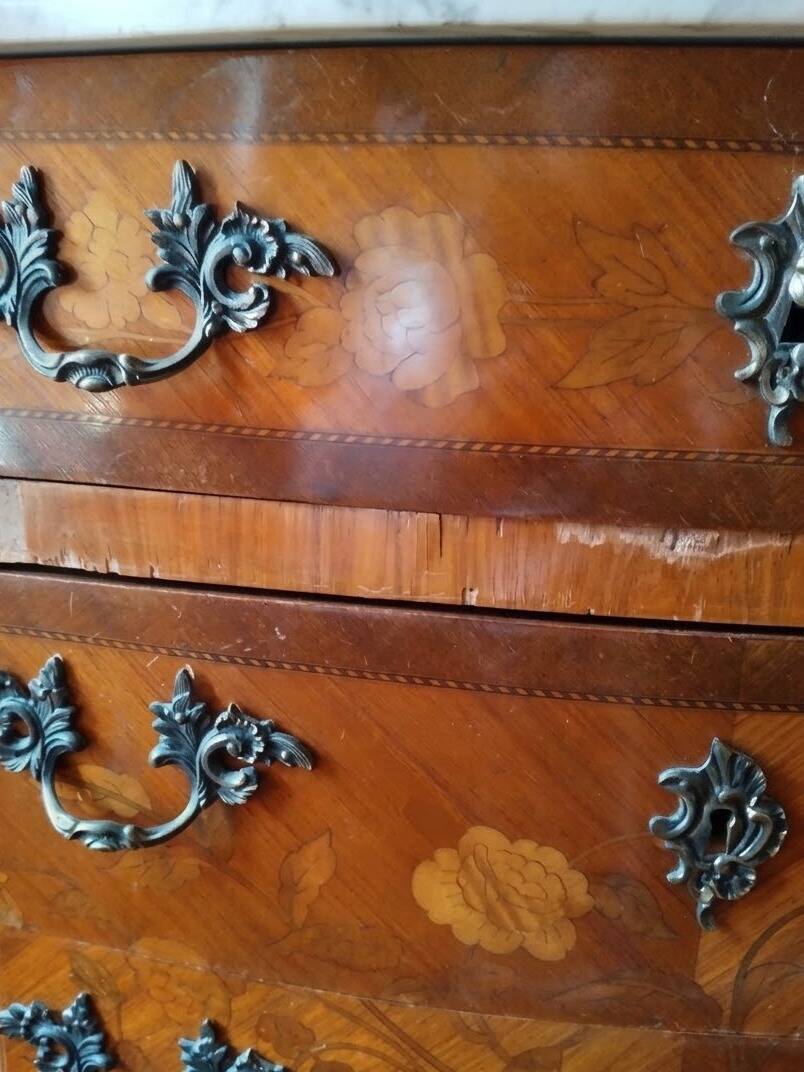 Antique Louis XV commode in wood and marble