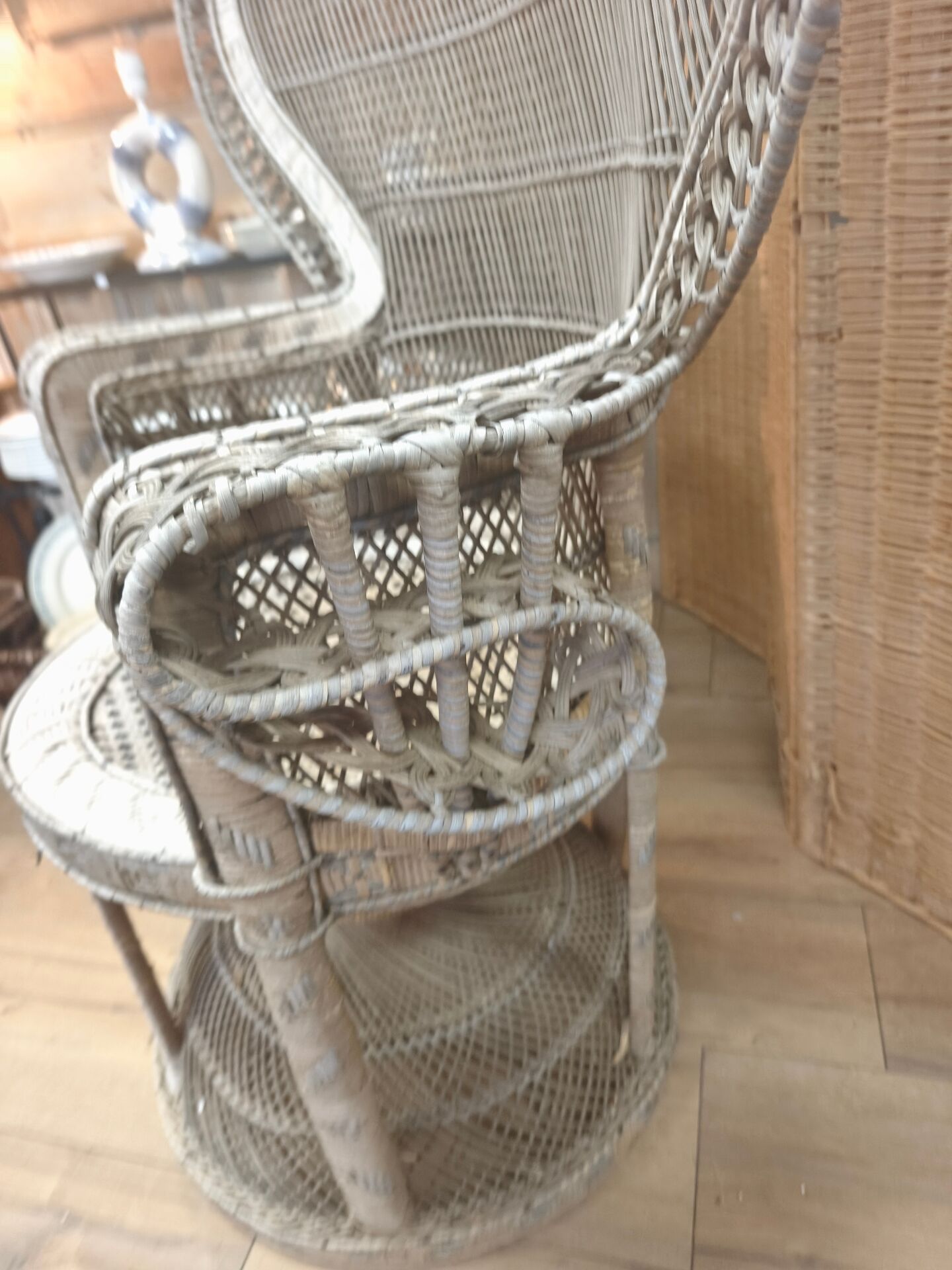 Antique armchair in rattan and wicker