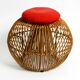 Original 1960s Italian bamboo rattan stool with its original seat cushion