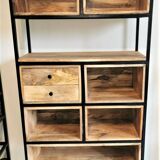 Wooden and metal freestanding shelf