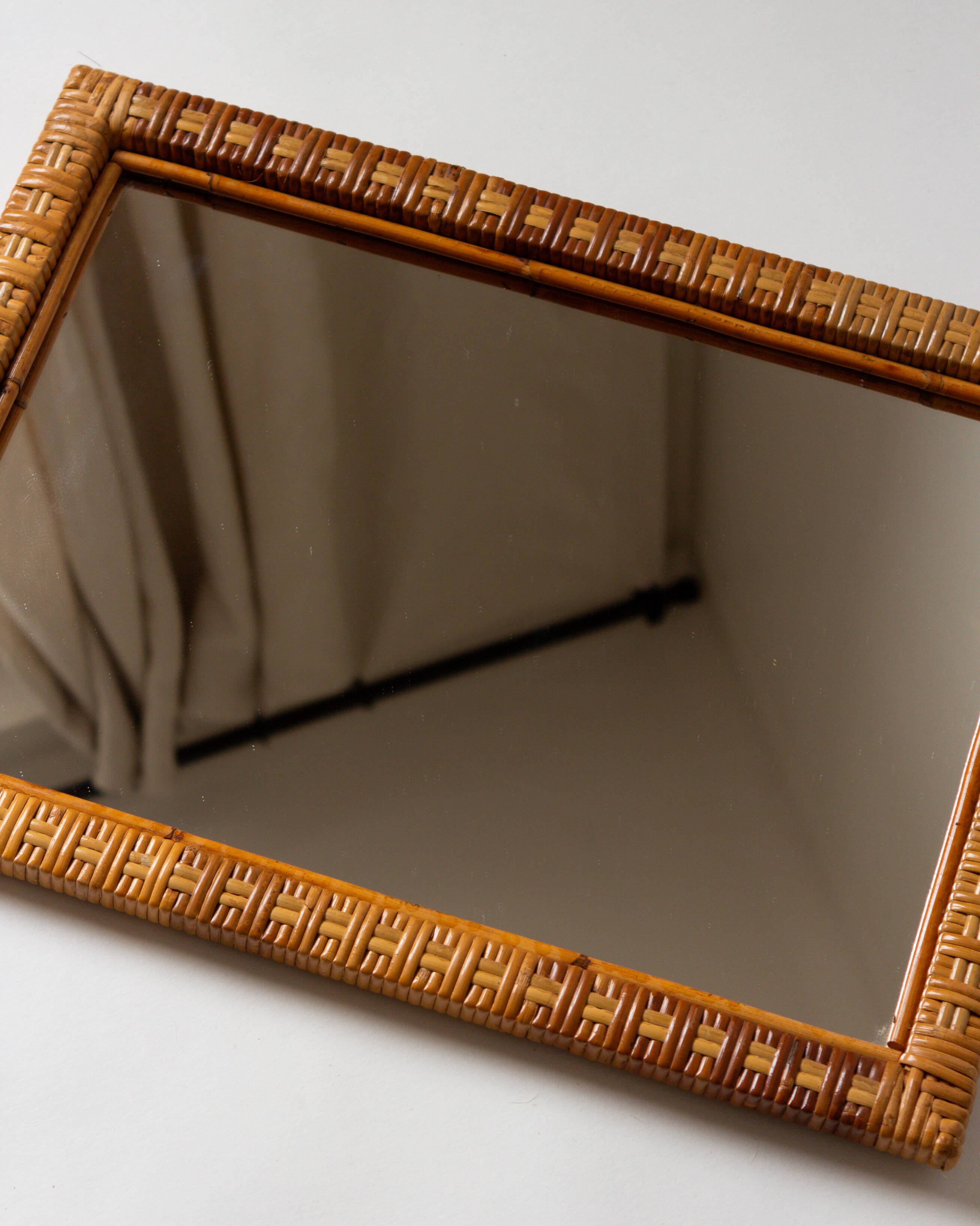 Rattan mirror, 1970s