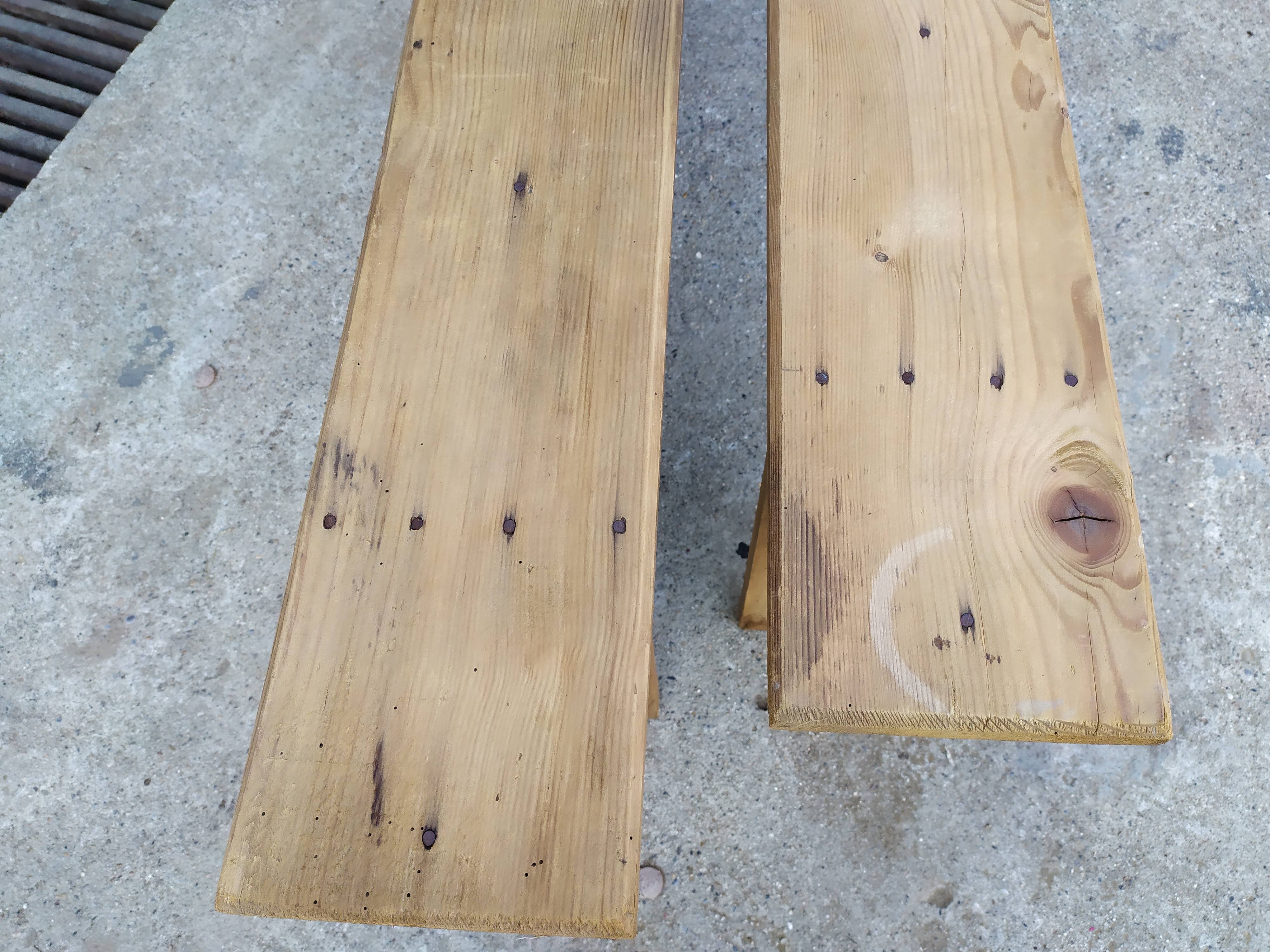 Pair of solid wooden farm benches