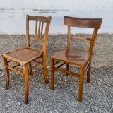 Lot de 16 anciennes chaises bistrot art deco des annees 1930 en bois clair