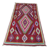 Double-sided Berber kilim rug hand-woven in natural wool