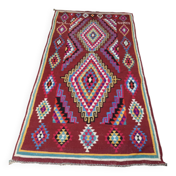 Double-sided Berber kilim rug hand-woven in natural wool