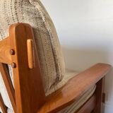 Maison Regain style modernist armchair in solid elm