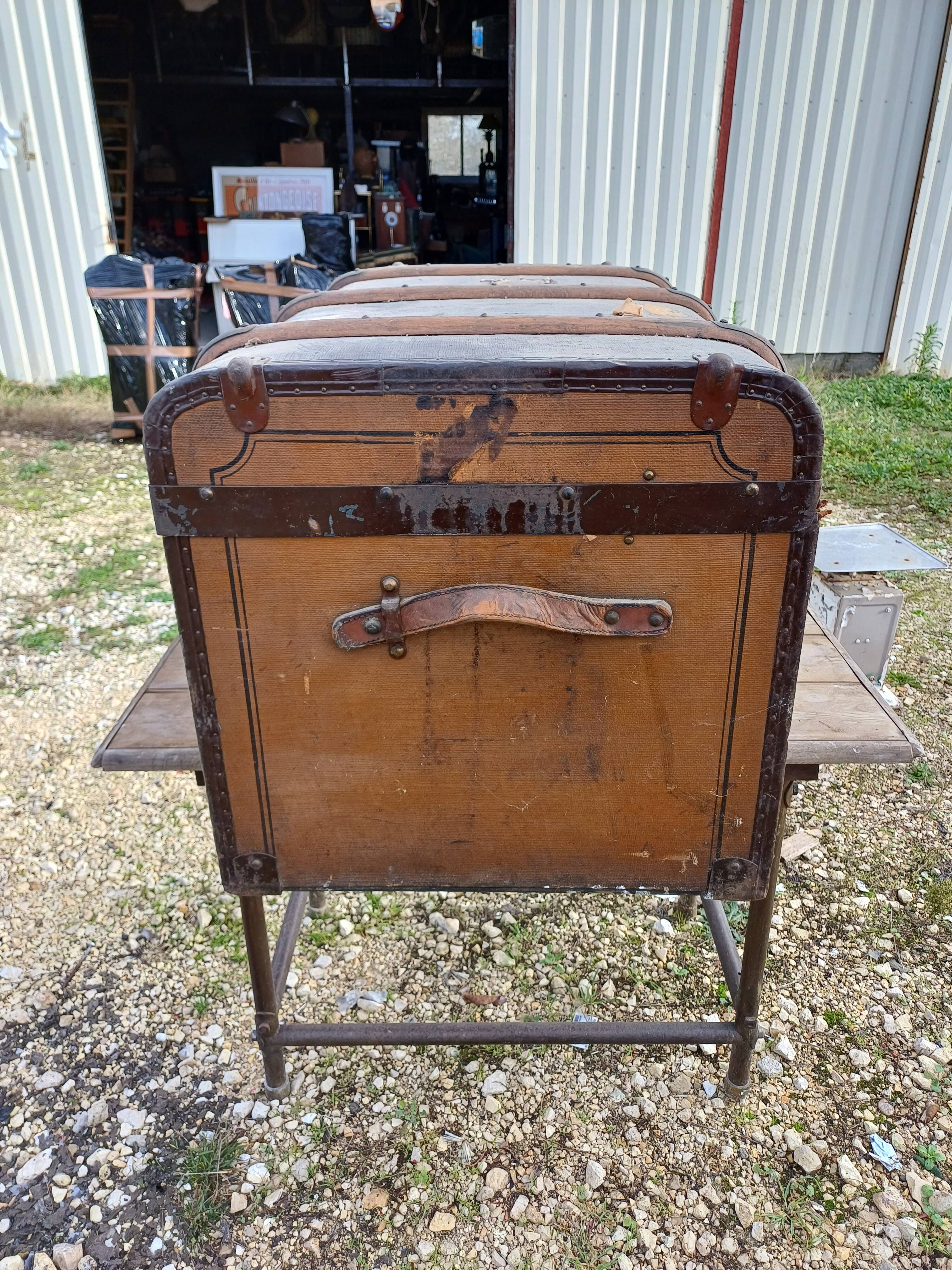 Old wooden travel trunk