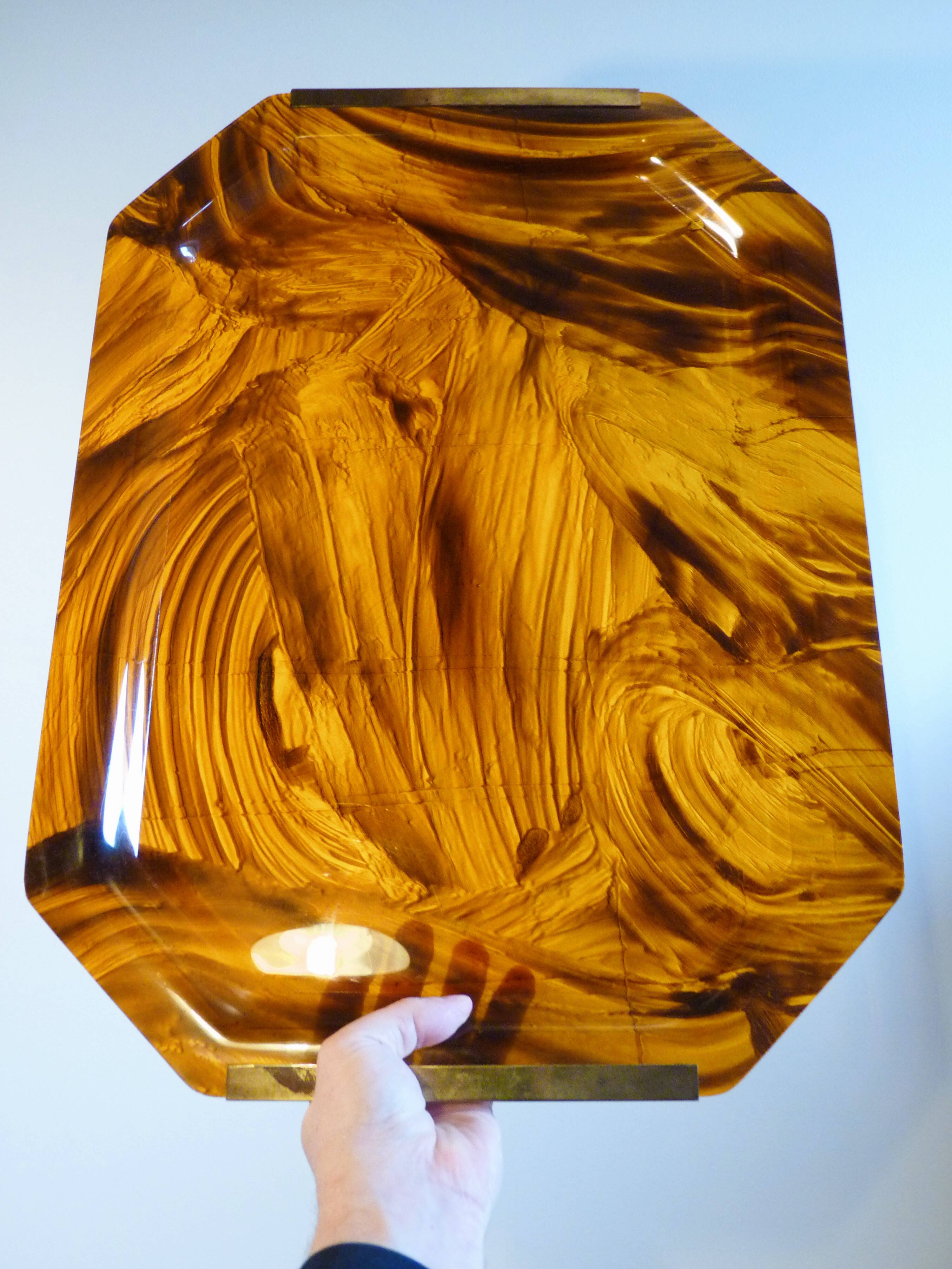 Lucite tray and brass handles from Maison Mercier for Christian Dior vintage