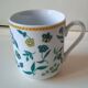 Set of vintage DPR mugs – blue and green floral design – h9 x d7.5 cm