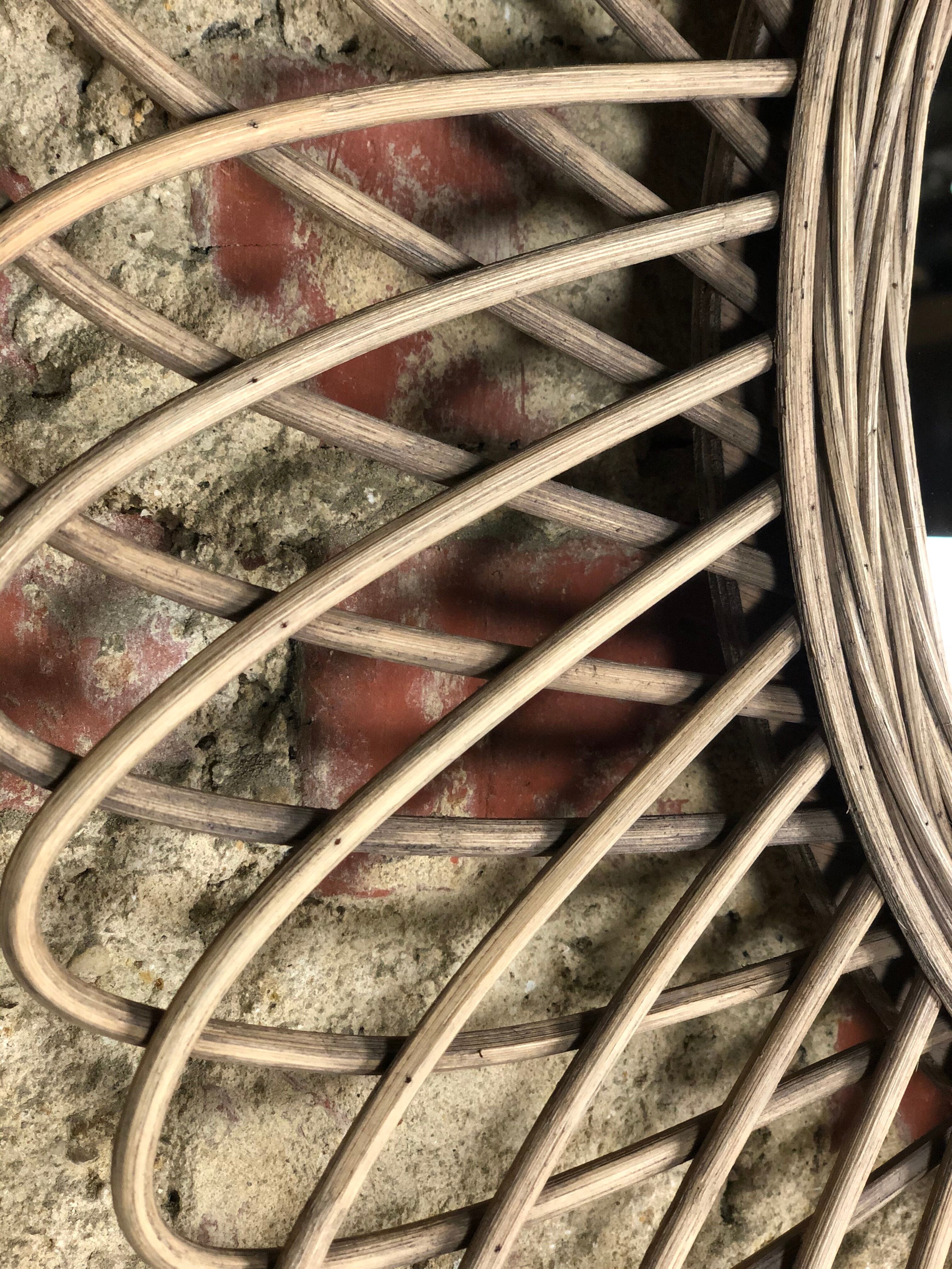 Natural braided rattan mirror diameter 58 cm