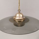 Original Belid T 391 pendant light in gold-coloured metal and smoked glass