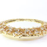 Spectacular backlit mirror in gilded brass and crystal glass by Palwa, Germany.