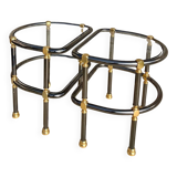 Tables en verre, laiton et métal. Années 60-70.
