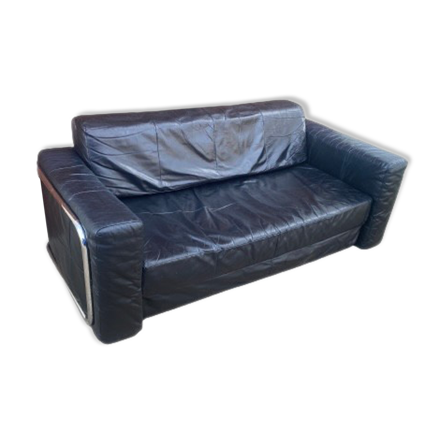 Canapé cuir et chrome vintage 1980
